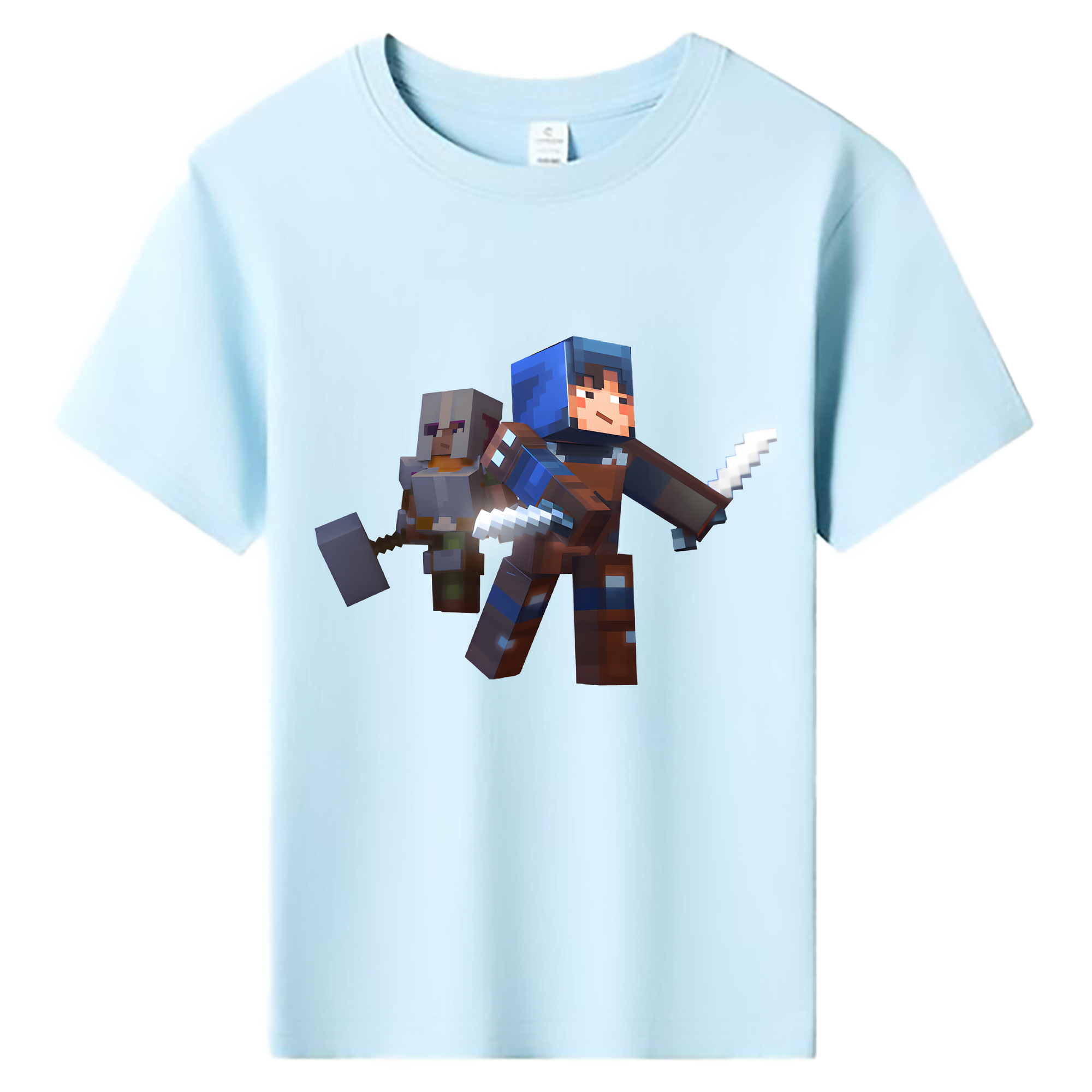 （画像用） マインクラフト ブロックの世界 Minecraft MC Block world 綿100％キッズTシャツ（フロントプリント）